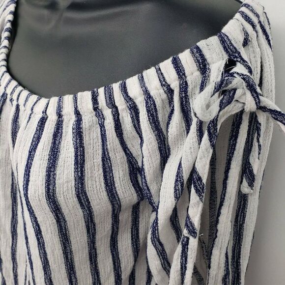 Areopostale Stripe Top Long Sleeves w/Slits Off Shoulder Pullover - Picture 8 of 9